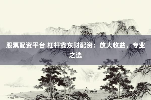 股票配资平台 杠杆鑫东财配资：放大收益，专业之选